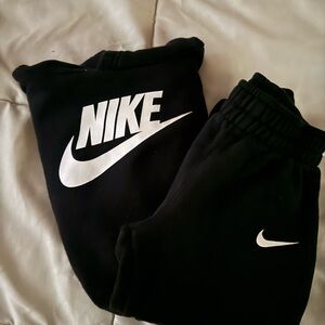 Nike Kids Black Hoodie & Jogger Set with White Logo